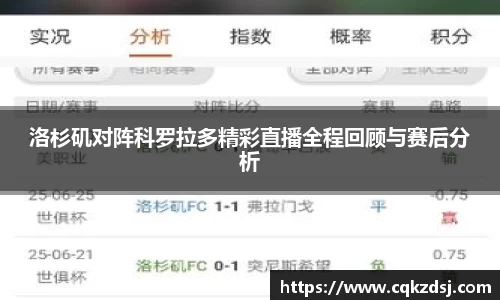 洛杉矶对阵科罗拉多精彩直播全程回顾与赛后分析
